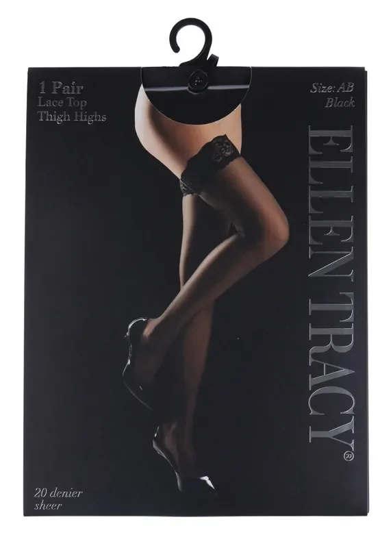 Ellen Tracy® Lace Thigh High Tights – Black