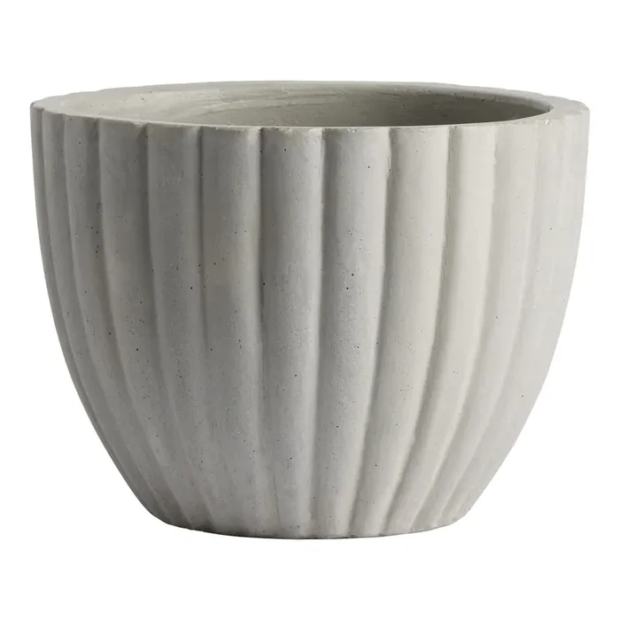Elliah Gray Cement Fluted Outdoor Planter