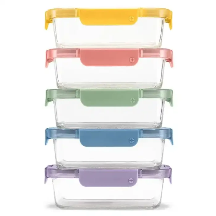Ello Color Lock 10pc (set of 5) Glass Meal Prep Food Storage Containers Set Multicolor Brights Glass, Oven & Microwave Safe, Dishwasher Safe,