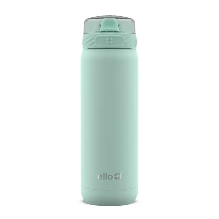 Ello Cooper 22oz Stainless Steel Water Bottle Mint Reusable Insulated Metal Water Bottle, Flip-Top Lid