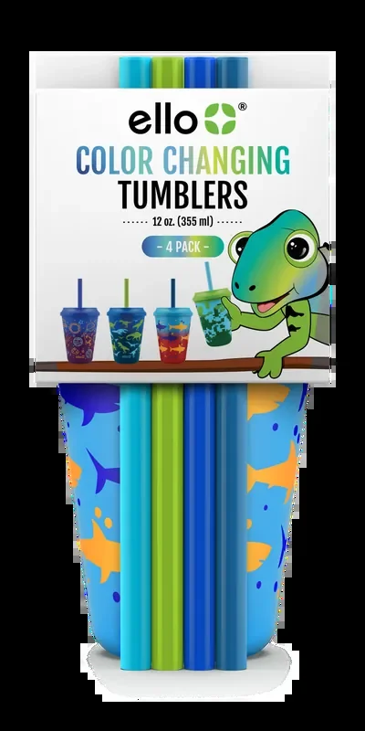 Ello Plastic Chameleon Color Changing Cups With Twist on Lids