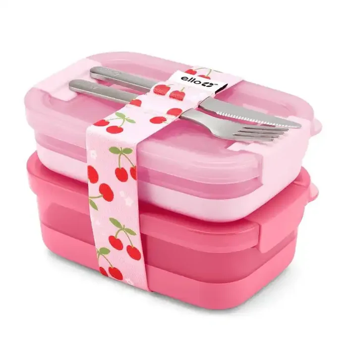 Ello Plastic Lunch Stack Food Storage Container Pink