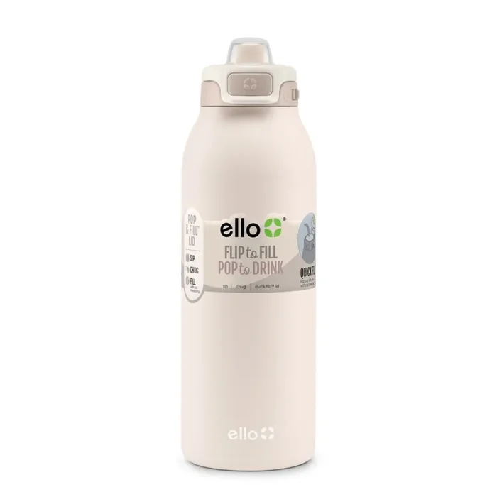 Ello® Pop & Fill 40oz Stainless Steel Water Bottle – Tonal Cream