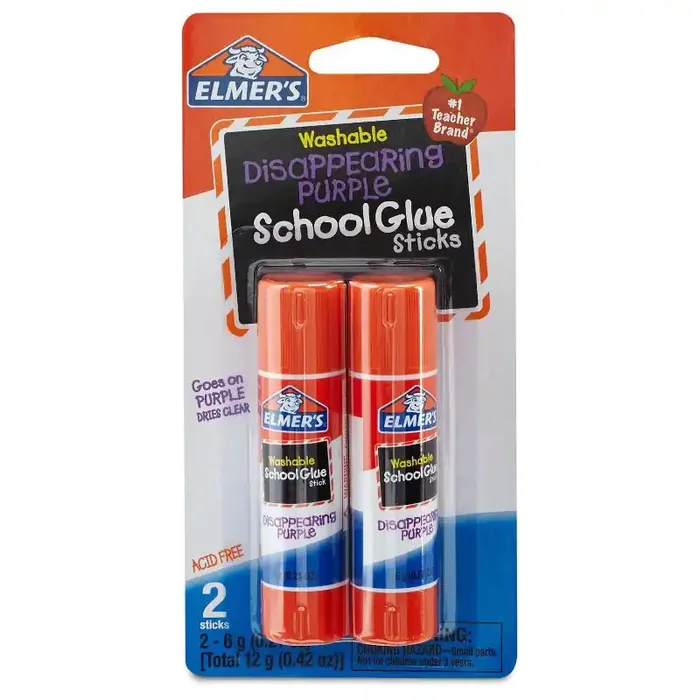 Elmer‘s 2pk Washable School Glue Sticks – Disappearing Purple