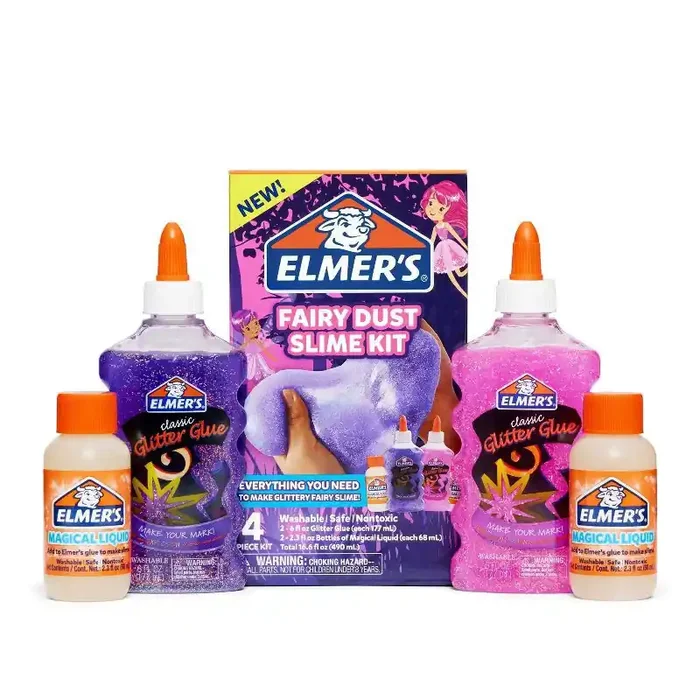 Elmer‘s 4pk Fairy Dust Slime Kit with Glue & Activator Solution Magical DIY Art Kit for Kids, Glitter Craft Activity