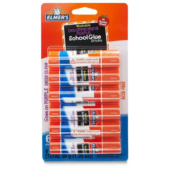 Elmer‘s 6pk Washable School Glue Sticks – Disappearing Purple