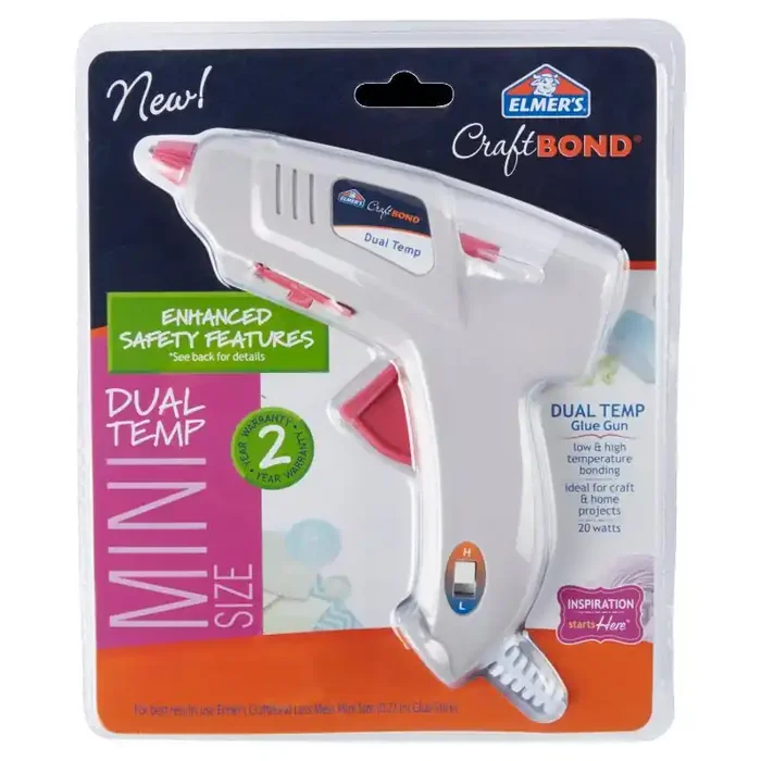 Elmer‘s Craft Bond Mini Glue Gun Dual Temp Multicolor Hot Glue Gun, Low/High Temp, Plastic & Metal, 6.25″ Length
