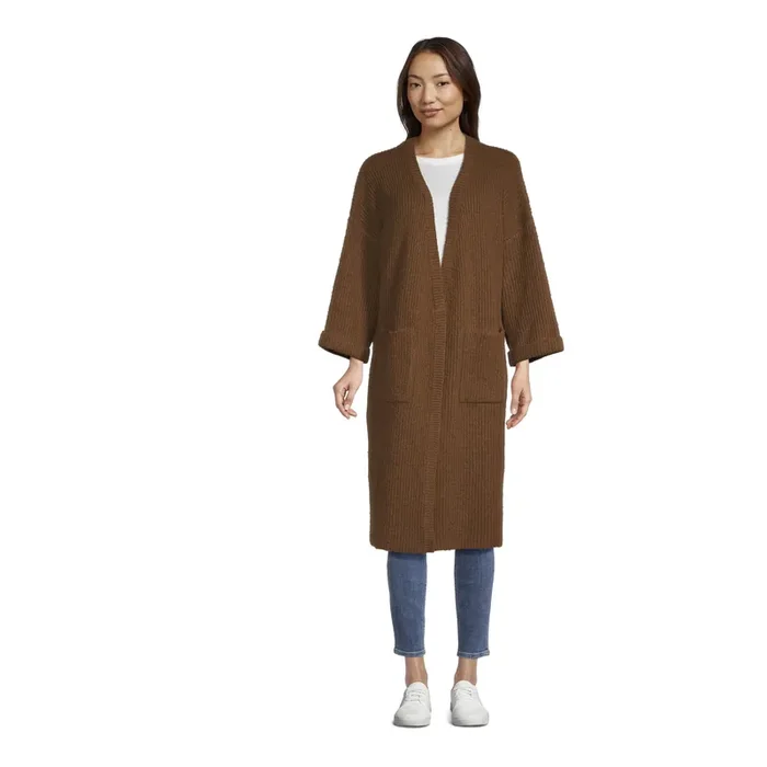 Eloise Brown Recycled Yarn Duster Sweater with Pockets