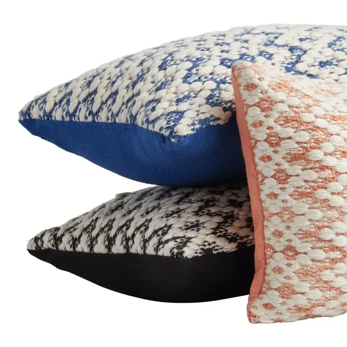Embroidered Zigzag Indoor Outdoor Lumbar Pillow