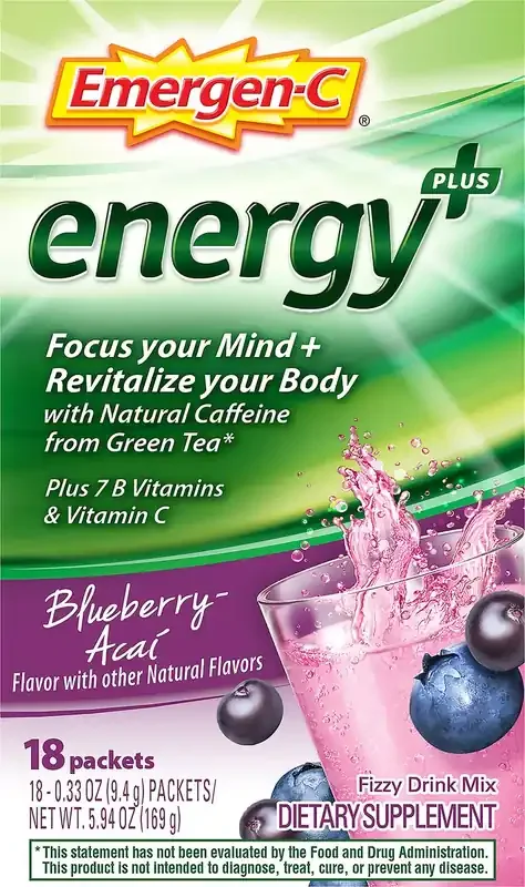 Emergen-C Energy Plus Blueberry-Acai Fizzy Drink Mix 18 ea