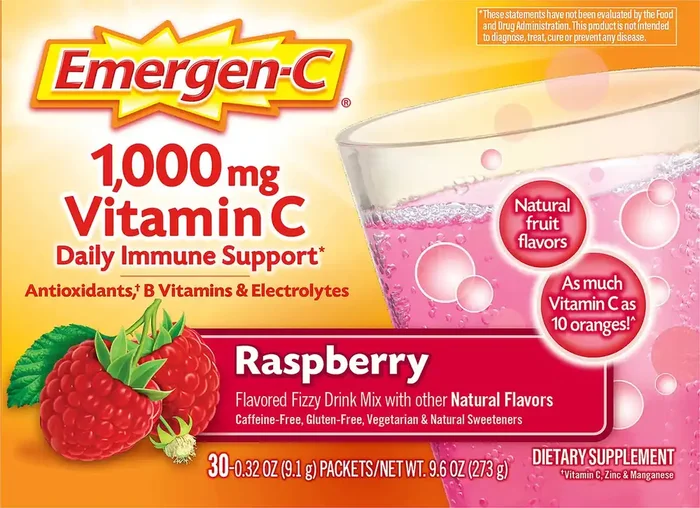 Emergen-C Fizzy Drink Mix 1,000 mg Raspberry Vitamin C 30 ea