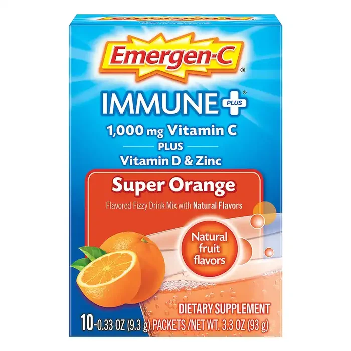 Emergen-C Immune Plus 1000 mg Super Orange Vitamin C + Vitamin D & Zinc 10 ea