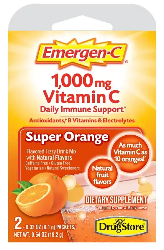 Emergen-C Regular Strength Orange Vitamin C Tablets – Immune Boosting Supplement – Dissolves in Water – Trial Size