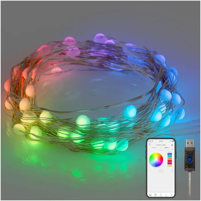 Enbrighten 20-Feet Plug-in White Indoor String Light with Color changing -Light LED Fairy Bulbs Wi-Fi Compatibility
