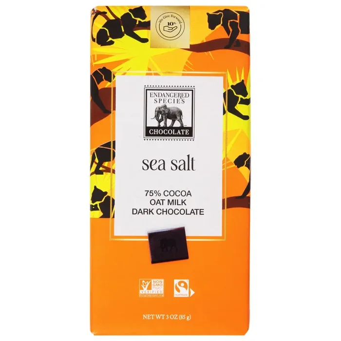 Endangered Species 75% Cocoa Oat Milk Sea Salt Dark Chocolate 3 oz