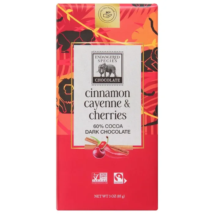 Endangered Species Dark Chocolate with Cinnamon Cayenne Cherries – 3 oz