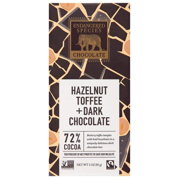 Endangered Species Natural Dark Chocolate With Hazelnut Toffee