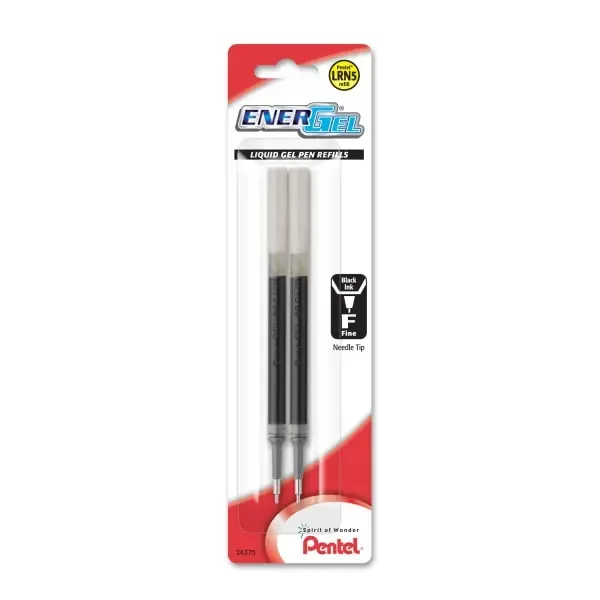 EnerGel Pen Refills, Fine Point, Black Ink, Pack Of 2