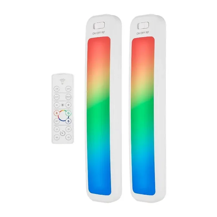 Energizer 12″ 2pk Indoor Color Changing LED Cabinet Lights Bar with Remote White 12 Inch Dimmable Light Bars, Battery Operated