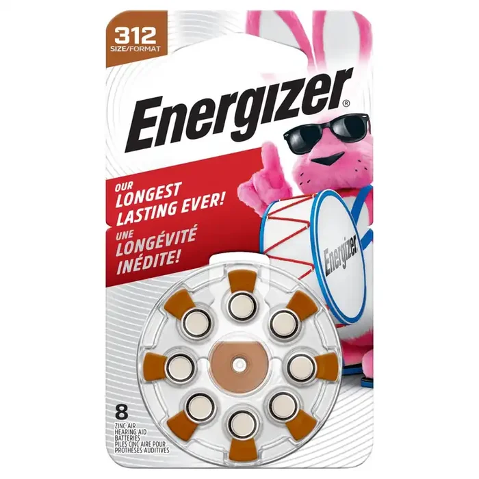 Energizer Hearing Aid Size 312 Batteries (AZ312DP-8)