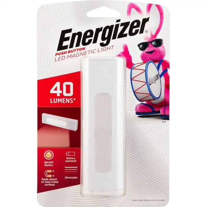 Energizer LED Magnet Mount Stick Light Push Button Magnetic Dimmable Cabinet Lamp, Battery-Powered, 40 Lumens