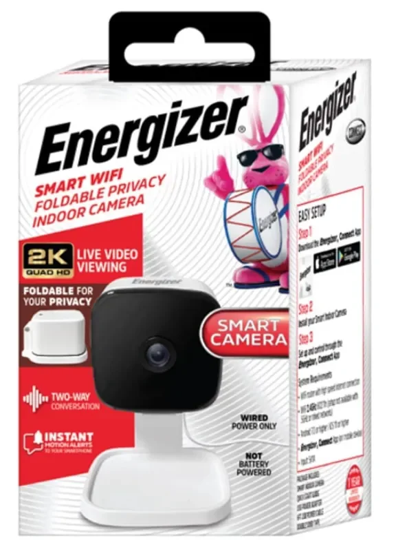 Energizer® Smart Wi-Fi 2K Indoor Foldable Privacy Camera – White