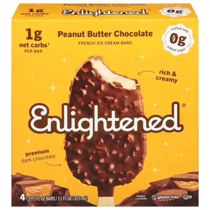 Enlightened French Peanut Butter Chocolate Ice Cream Bars 4 – 2.75 fl oz Bars