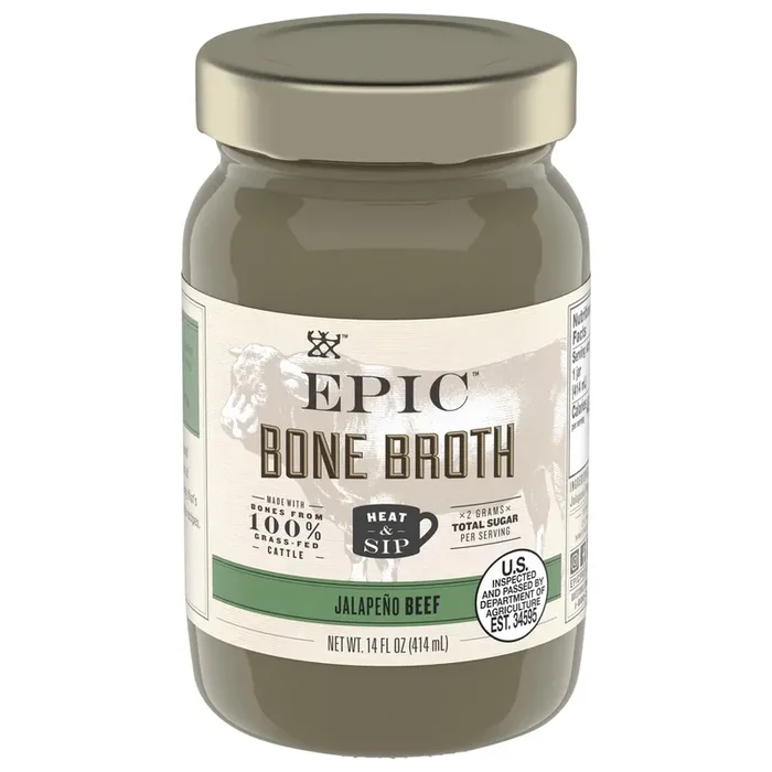 EPIC Beef Jalapeno Sea Salt Bone Broth, Keto Friendly, Paleo Friendly, 14 fl oz