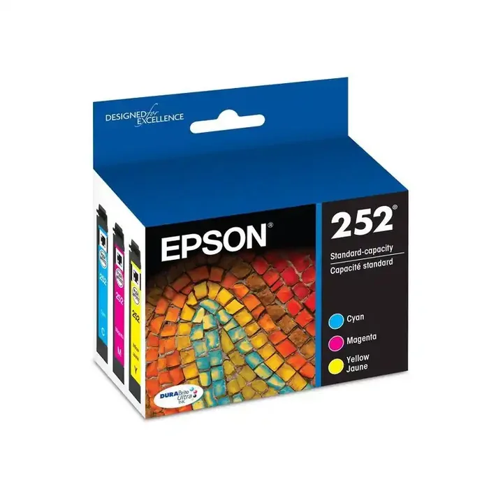 Epson 252 C/M/Y 3pk Ink Cartridges – Cyan, Magenta, Yellow (T252520-CP) Standard Yield Ink Series