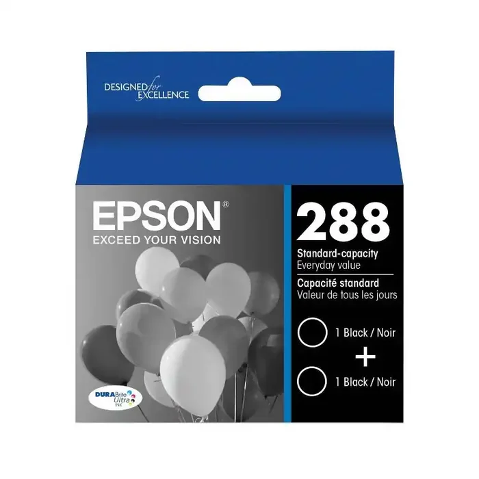 Epson 288 2pk Ink Cartridges – Black (T288120-D2) Printer Ink Standard Yield