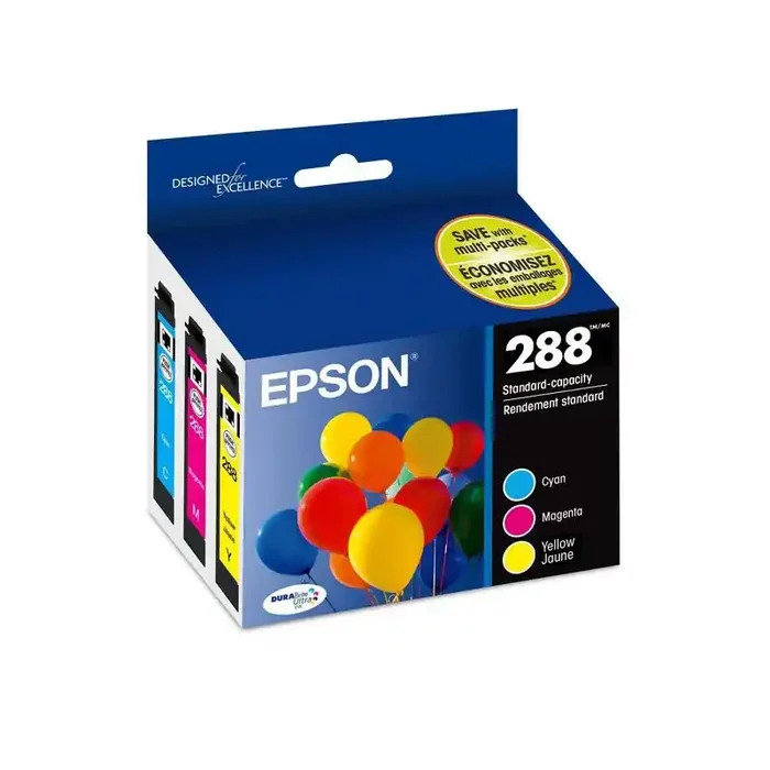 Epson 288 C/M/Y 3pk Ink Cartridges – Cyan, Magenta, Yellow (T288520-CP) Printer Ink Series Standard Yield