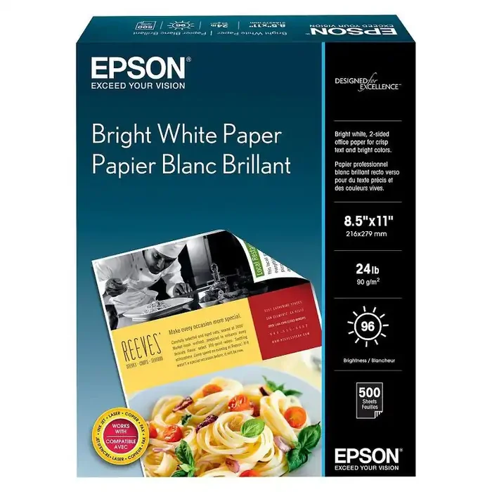 Epson Bright White Printer Paper – S041586 500 Sheets, Letter Size, 24 lb, 96 Brightness