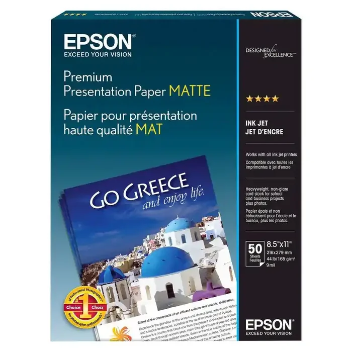 Epson Premium Presentation Paper Matte 8.5 X 11″ – 50ct