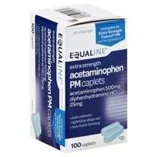 Equaline Acetaminophen PM, Extra Strength, Caplets, 100 Each