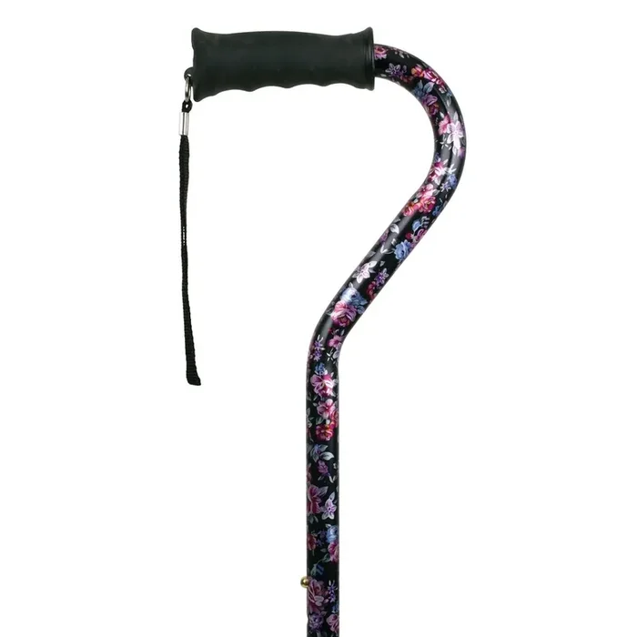 Ergo Cane Offset Black Flower