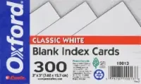 Esselte Oxford Blank Index Cards – 300 Pack – White