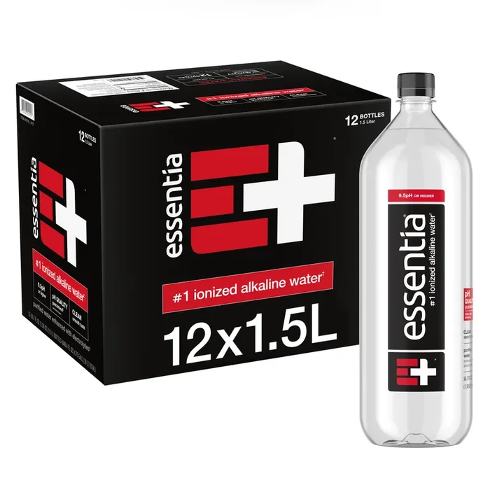 Essentia Bottled Water, 1.5 Liter, 12-Pack, Ionized Alkaline Water