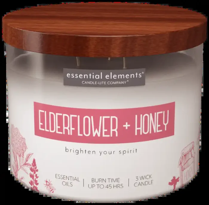 Essential Elements Candle Lite Essential Elements Elderflower And Honey 3-Wick Candle 14.75 Ounces
