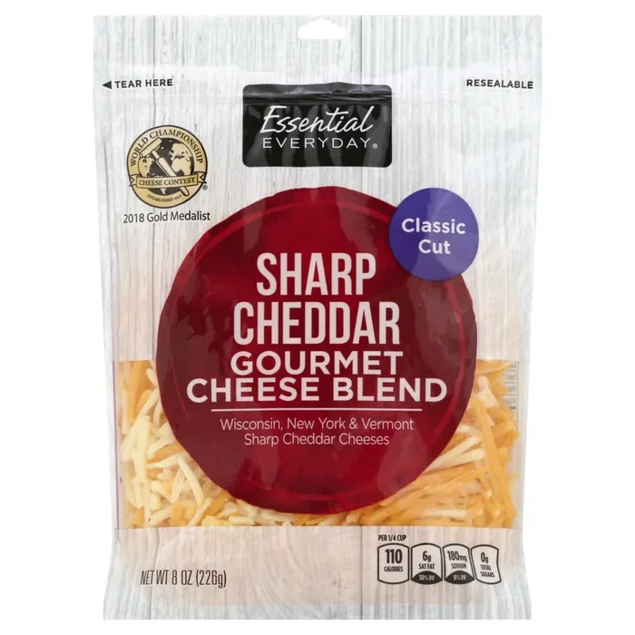 Essential Everyday Cheese Blend, Gourmet, Sharp Cheddar, Classic Cut