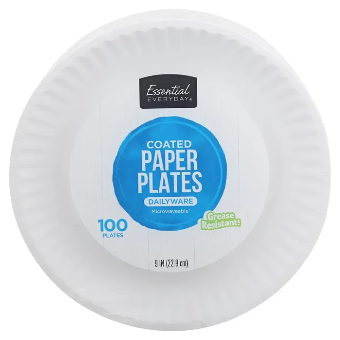 Essential Everyday Coated Paper Plates 9inch