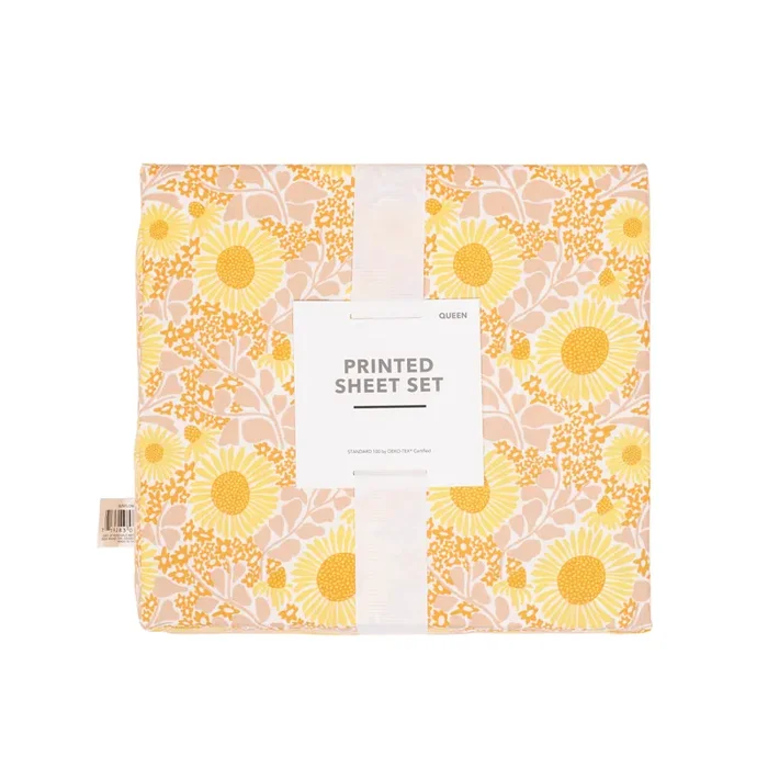 ESSENTIAL M Em Printed Sheets,Queen, Retro Daisy