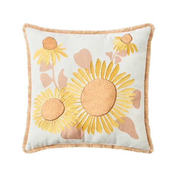ESSENTIAL M Fall Tran Sunflower Decorative Pillow, 16 in x 16 in