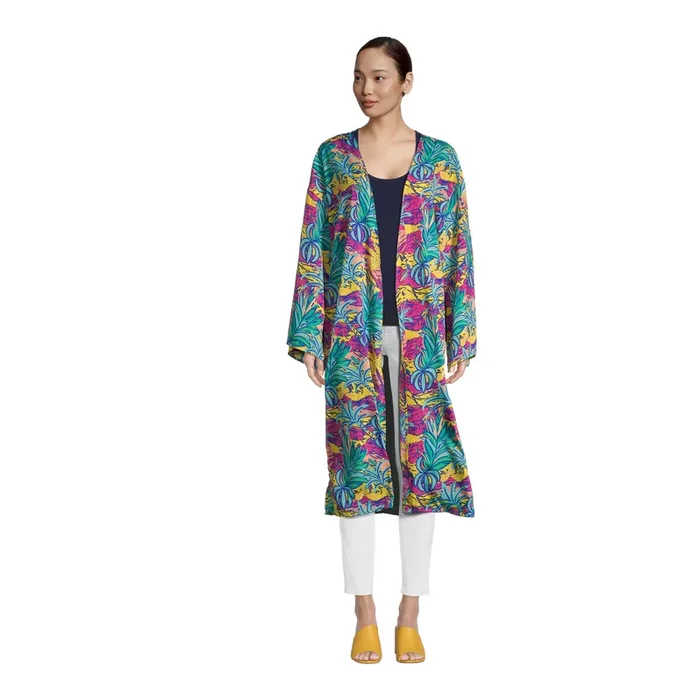 Euphoric Jungle Multicolor Abstract Kimono