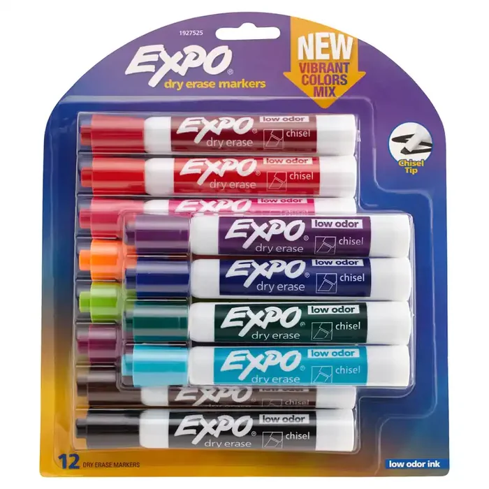EXPO Low Odor Dry Erase Vibrant Color Markers, Medium Tip – Multicolor