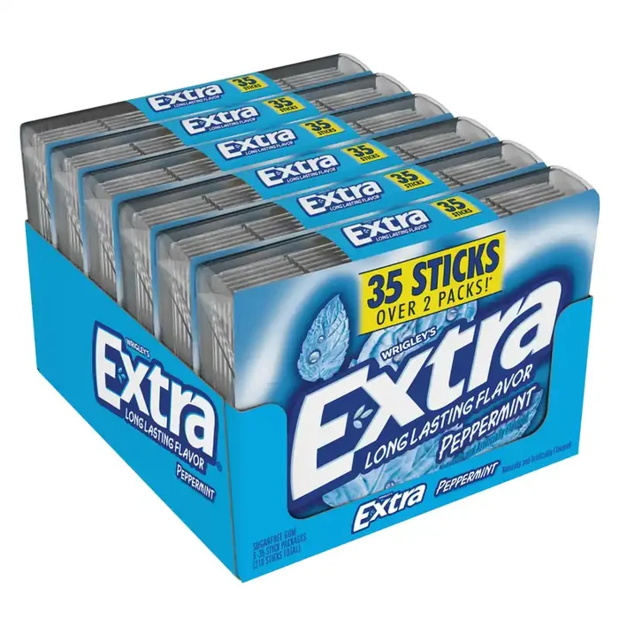 EXTRA Gum Peppermint Sugar Free Chewing Gum Mega Pack, 6 Ct/35 Stick Bulk Pack
