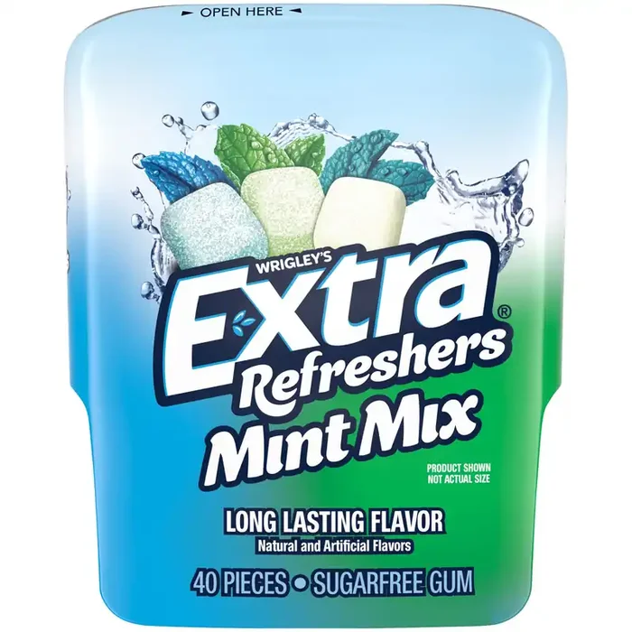 EXTRA Gum Refreshers Mint Mix Sugar Free Chewing Gum, 40 Piece Bottle