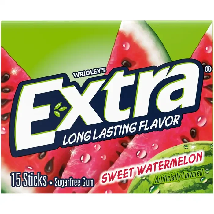 EXTRA Gum Sweet Watermelon Sugar Free Chewing Gum, Single Pack, 15 Stick