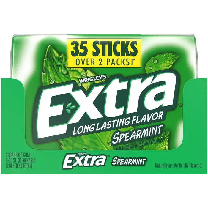 EXTRA Spearmint Sugar Free Chewing Gum Mega Packs – 35 Stick (Pack of 6)