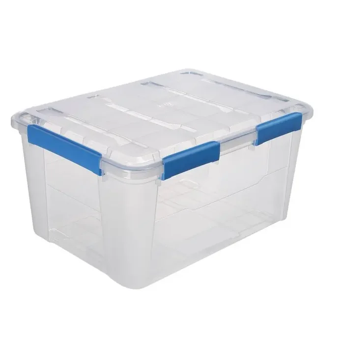 Ezy Storage 79.3qt IP67 Waterproof Storage Box Clear Stackable Utility Bin, Airtight, Polypropylene