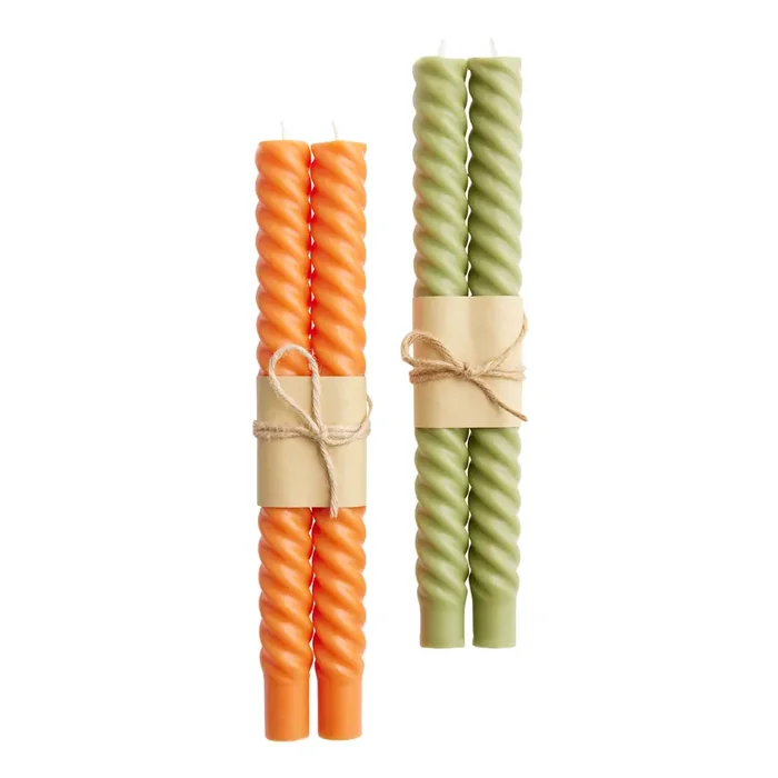 Fall Color Rope Spiral Taper Candle 2 Pack